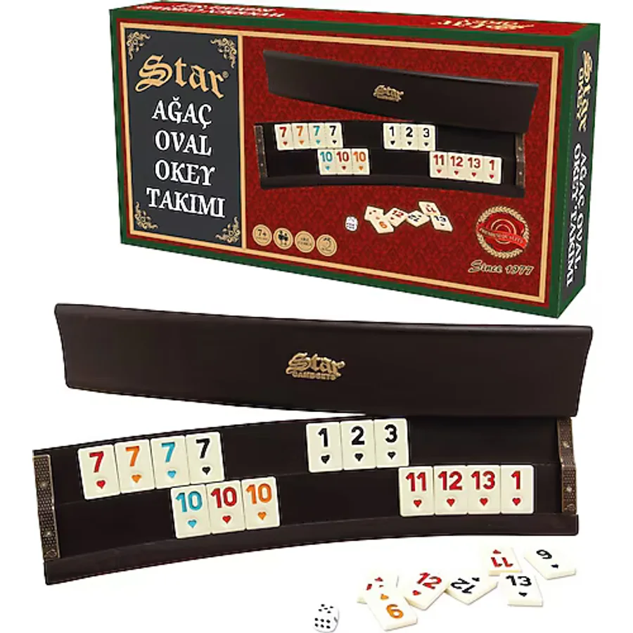 Star Oval Ağaç Okey Takımı