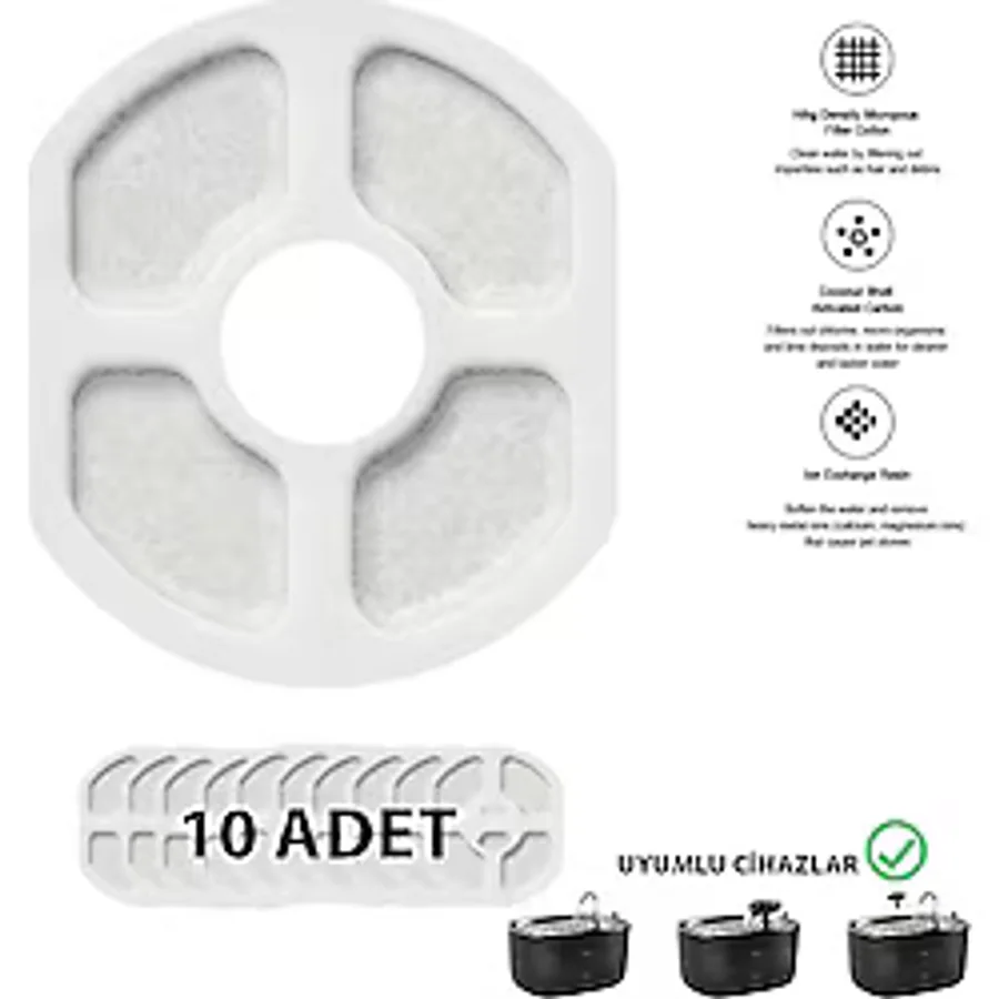 STAYPURE Aktif Karbon Yedek Filtre 10 Adet (KPF-10555 Su Pınarı Uyumlu)