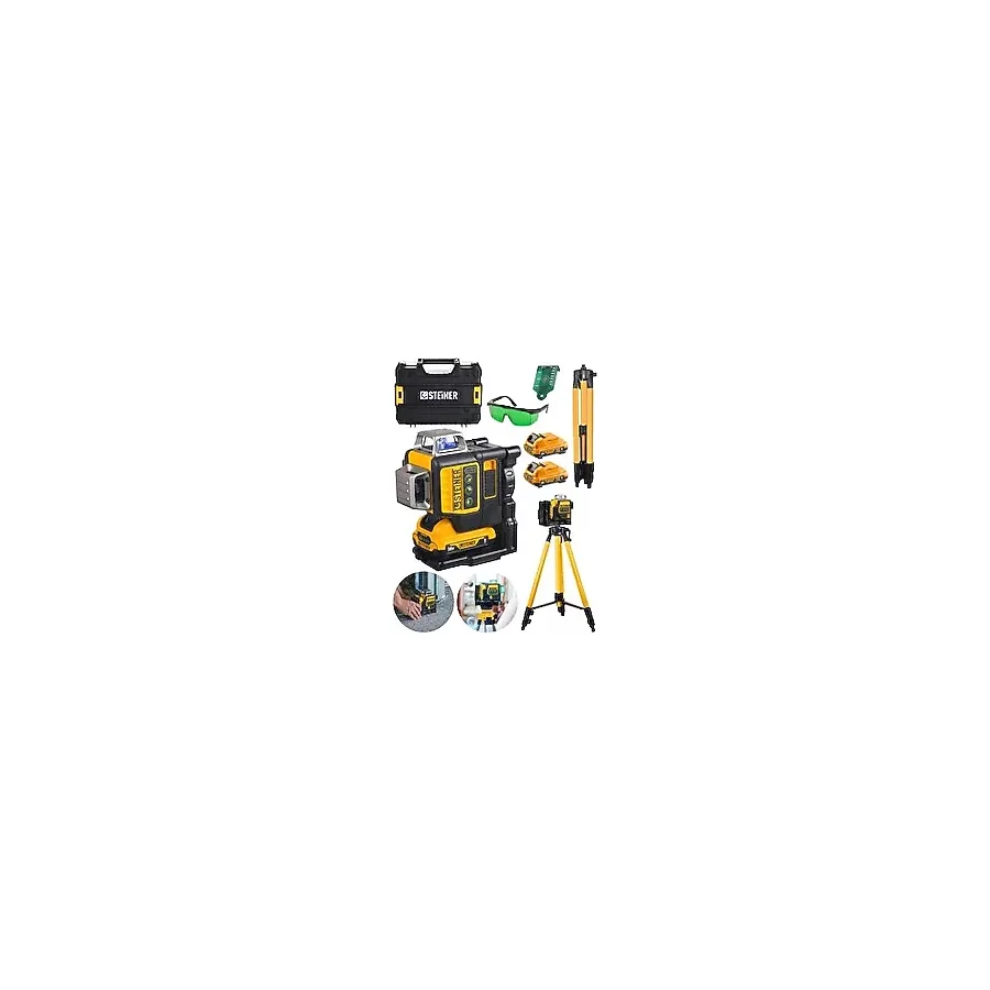 Steiner Alman 36 V 5 Ah Profesyonel Çift Akülü 12 Köşe 360° Otomatik Lazer Hizalama + Tripod Hediyeli