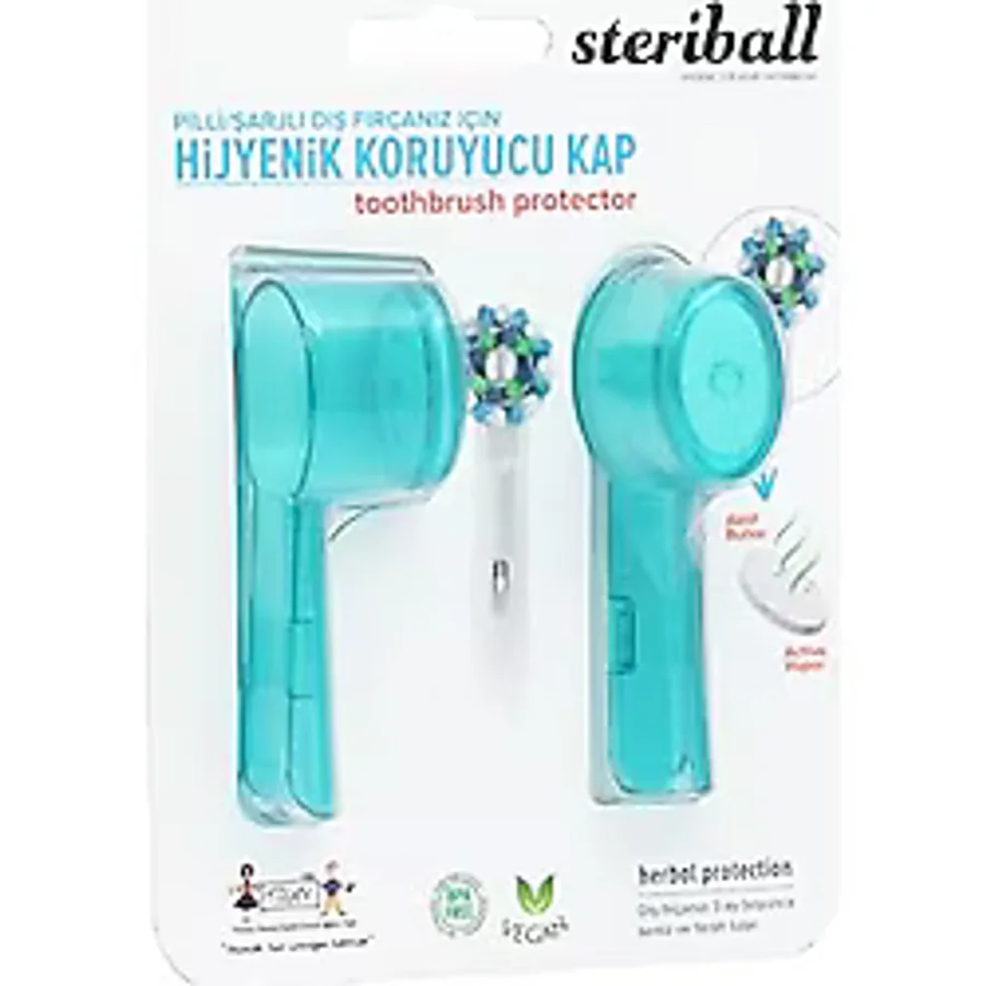 Steriball ŞARJLI VE PİLLİ DİŞ FIRÇALARI İÇİN HİJYENİK DİŞ FIRÇASI KORUMA KABI-2'Lİ TURKUAZ X 2