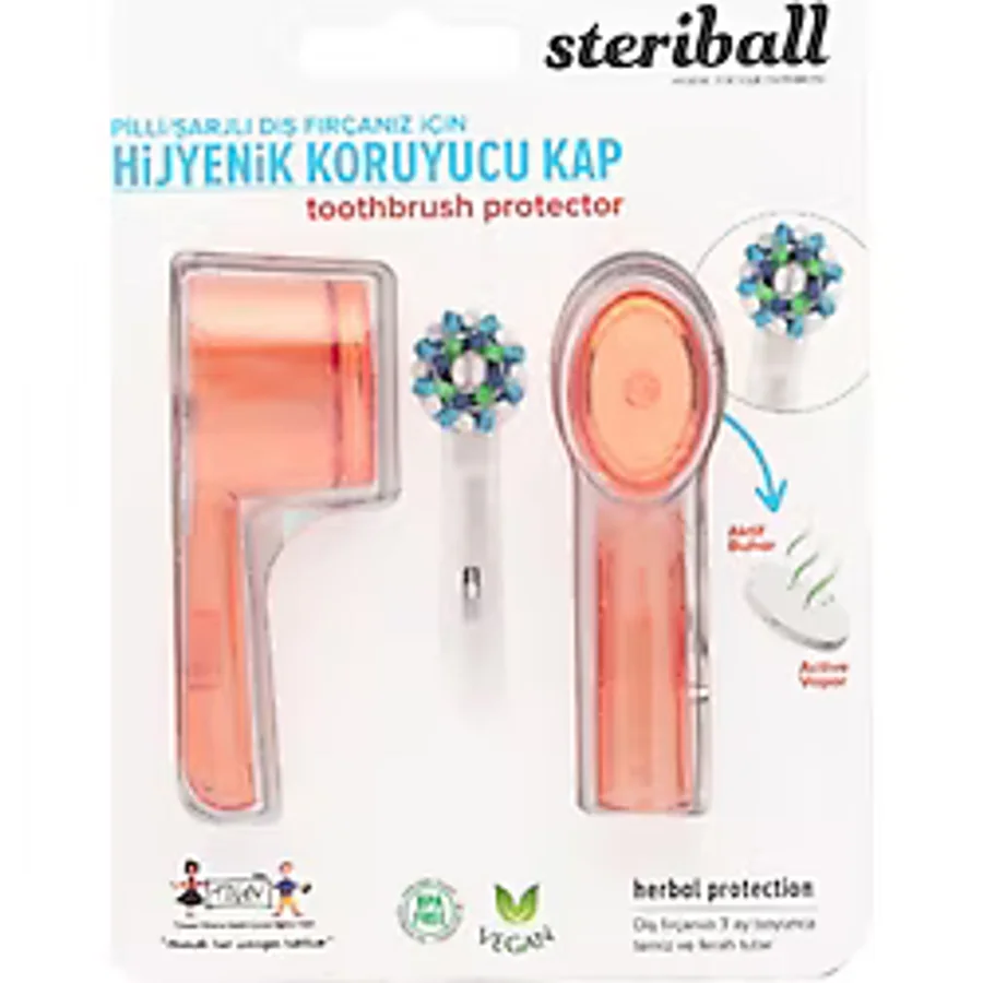 Steriball ŞARJLI VE PİLLİ DİŞ FIRÇALARI İÇİN HİJYENİK DİŞ FIRÇASI KORUMA KABI-2'Lİ TURUNCU X 2