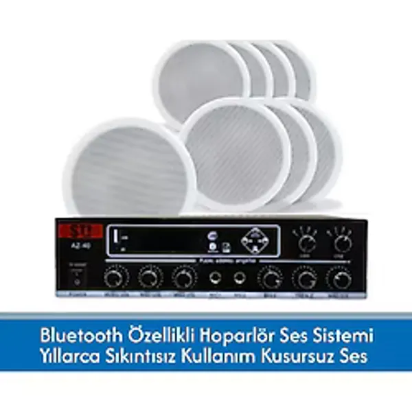 Stı Profesyonel 8'li Tavan Hoparlör Seti + Bluetooth Amfi 16CM Gömme Ses Sistemi
