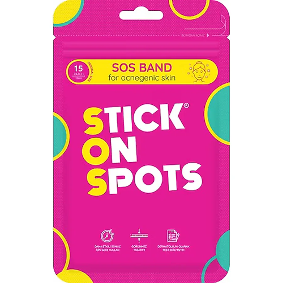 Stick On Spots S.O.S. Band - 15 Adet Sivilce/Akne Bandı - Pimple Patch- Hidrokolloid Bant