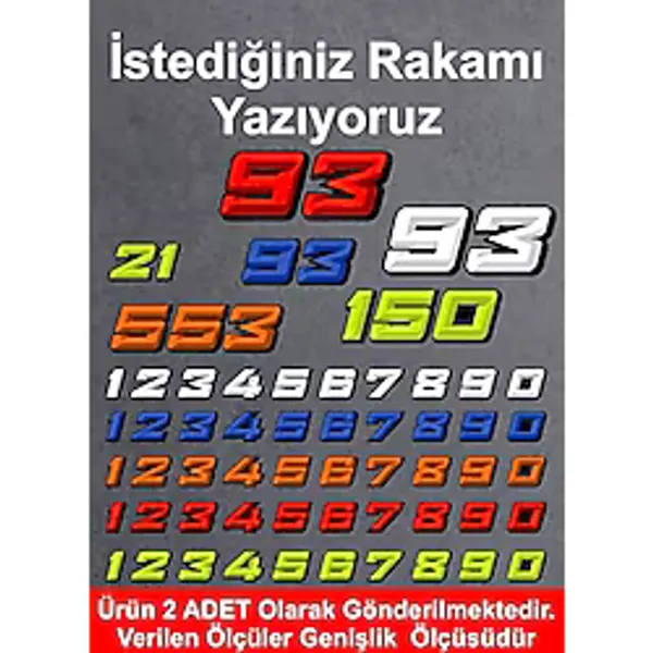 Sticker Usta Kişisel Numara Rakam Sticker Araba Oto Motosiklet Karavan Etiket 02138 Turuncu 60 Cm