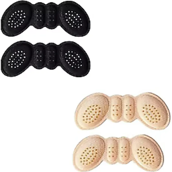 Stiletto,Kundura Ayakkabı Arkası Aşınma, Topuk Vurma Önleyici, 3-4 mm Ayakkabıda ki Boşluğu Alma-Küçültme Pedleri (1 Çift 3 mm Krem+ 1 Çift 3 mm Siyah)