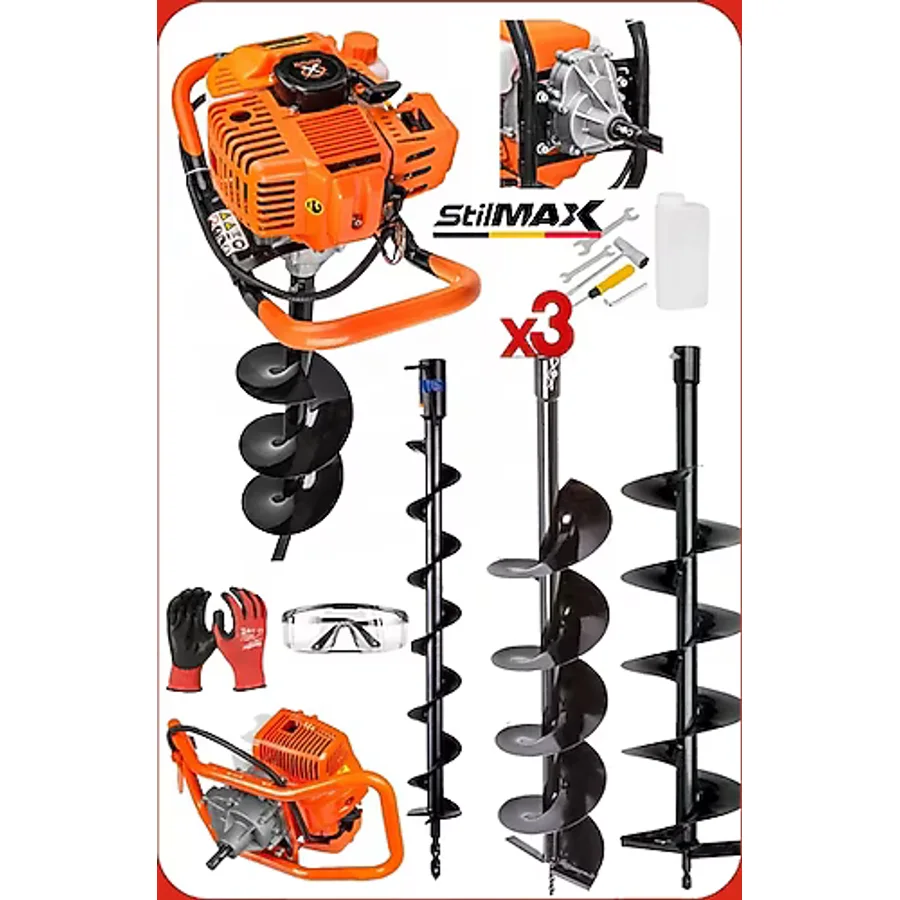 Stilmax ST12HPM Titanyum 3 Başlıklı 100-150-200MM Toprak Burgu Makinası 20HPX Motor Gücü Profesyonel Seri