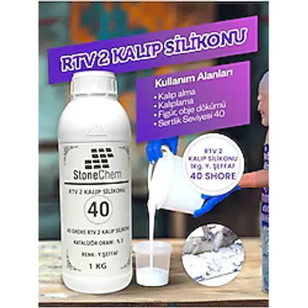 stonechem RTV 2 Kalıp Silikonu 1 Kg Yarı Şeffaf 40 Shore Yüksek Kalite 1. Sınıf