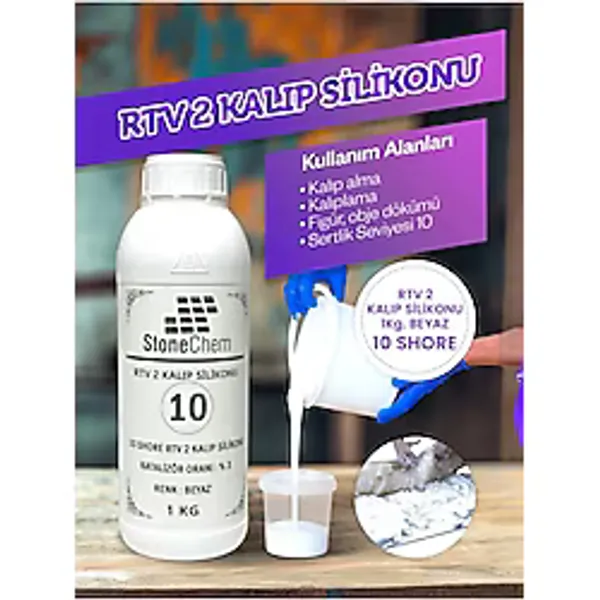 stonechem Yüksek Kalite 1. Sınıf RTV 2 Kalıp Silikonu 1 KG BEYAZ 10 SHORE