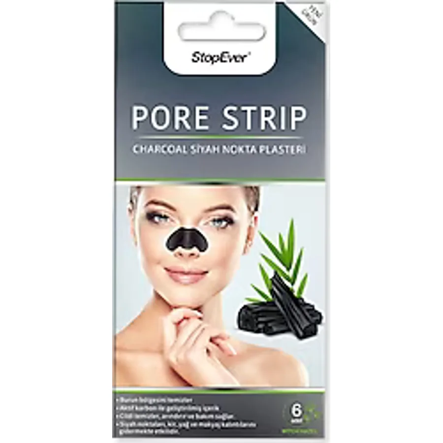 StopEver Charcoal Pore Strip Kömürlü 6'lı Siyah Nokta Burun Plasteri