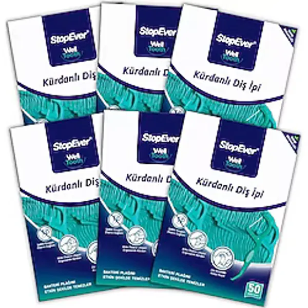 Stopever Nane Ferahlığı Kürdanlı Diş Ipi 6lı Paket 300 Adet (6 x 50 Adet)