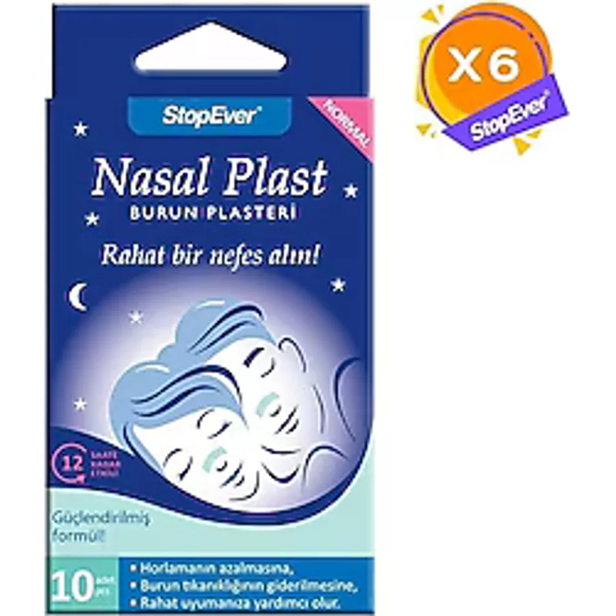 StopEver Nasal Plast Burun Plasteri - Normal Boy 6 Adet (6x10 Plaster)