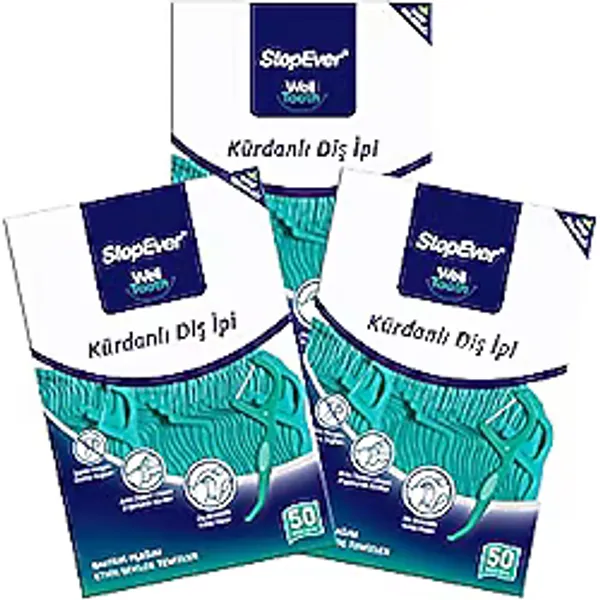 StopEver Well Tooth Nane Ferahlığı 50'li 3 Adet Kürdanlı Diş İpi