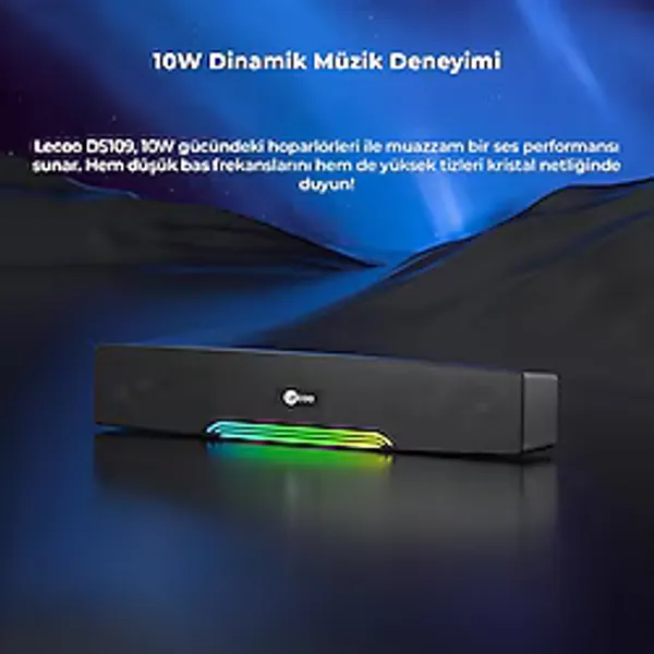Store DS109 10W Bluetooth Kablosuz Rgb Aydınlatmalı Hoparlör - Masaüstü, PC, Tv, Laptop Uyumlu, Usb/sd Kart/aux Girişi, 360° Surround Ses, Mikrofonlu Taşınabilir Soundbar Siyah - Ahşap