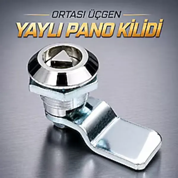 Store Yaylı Pano Kilidi Üçgen Göbek Elektrik Panosu Makine Kapağı Kabin Kilidi Metal Pano Kilit - Altın
