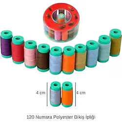 Storemax Dikiş Ipliği Seti - 120 Numara Polyester, 12 Renkli 4 cm Bobin Dayanıklı, Parlak ve Yüksek Kaliteli Dikiş Ipi
