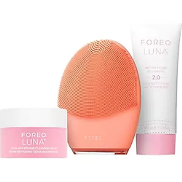 Storemax Foreo Clean Balance Luna 4 Paket - Karma Ciltler İçin Yüz Temizleme Fırçası ve Masaj Aleti + Luna Mikro Köpük Yüz Temizleyici 2.0, 100 ml + Luna (Ultra Besleyici) Temizleme Balsamı, 15 ml - 0