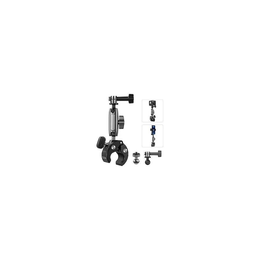 Storemax Motosiklet Gidonu Bisiklet Montaj Kelepçeleri İçin Hero 13 12 11 10 9 Djı Osmo Action 5 Pro 4 3,360° Çift Top Başlı Kelepçe Tutucu 1/4-20 mm Kamera ve Telefon İçin - Ahşap
