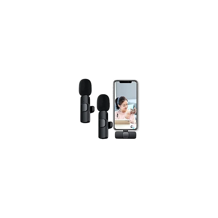Storemax Type-C 2 Adet Mikrofonlu Tek Alıcılı Kablosuz Cep Telefonu İçin USB C Girişli Gürültü Önleyicili Profesyonel Dış Mekan Vlog Canlı Yayın Youtuber Mikrofonu Siyah - Ahşap