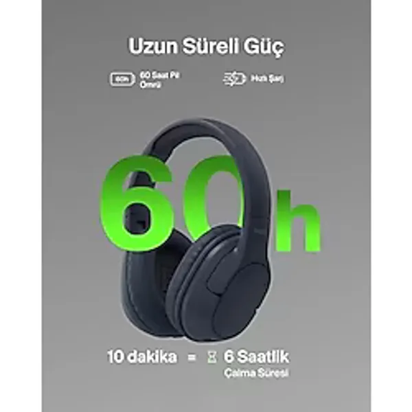 Str Store Soundform Surround Bluetooth Kulak Üstü Kulaklık, Gürültü Engelleme, Kablosuz, 60 Saat Çalma Süresi, Yumuşak Kulak Yastıkları, Iphone, Galaxy, Ipad, Seyahat, Ev, Ofis İçin, Siyah - 00-Siyah