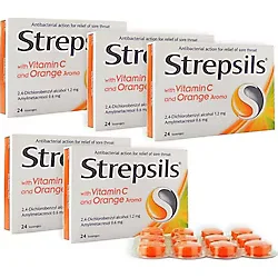 Strepsils C Vitamini ve Portakal Aromalı 24'lü Pastil 5 Adet
