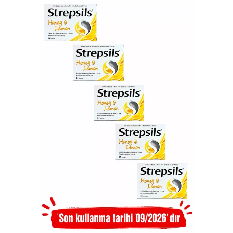 Strepsils C Vitamini ve Portakal Aromalı 24'lü Pastil 5 Adet