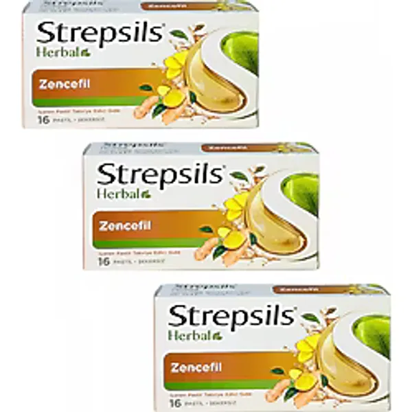 Strepsils Herbal Zencefil Aromalı 16'lı Pastil 3 Adet
