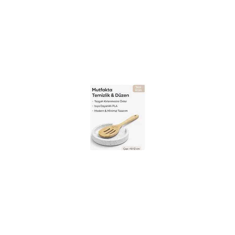 StudioAslanDesign Minimal Tasarım Kaşık Altlığı - Isıya Dayanıklı PLA Kaşık Standı Mutfak Tezgah Koruyucu Organizer