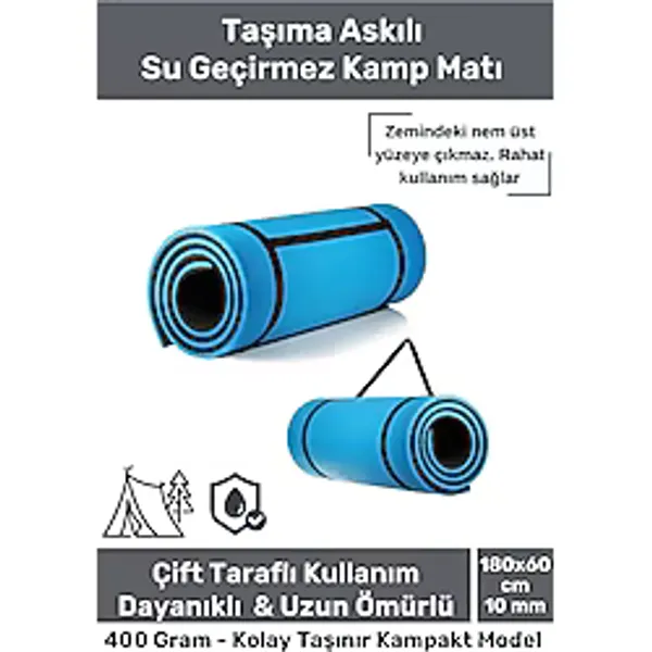 Su Geçirmez Konfor Modeli Taşıma Askılı Çift Taraflı Kamp Zemin Çadır Uyku Matı Mavi Yer Minderi