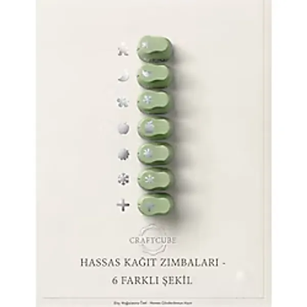 Südor Mini Kağıt Zımbası ve Delgeç - Tekli (Yıldız, Ay, Çiçek, Elma, Kar Tanesi, Artı Seçenekli) - kız çocuk
