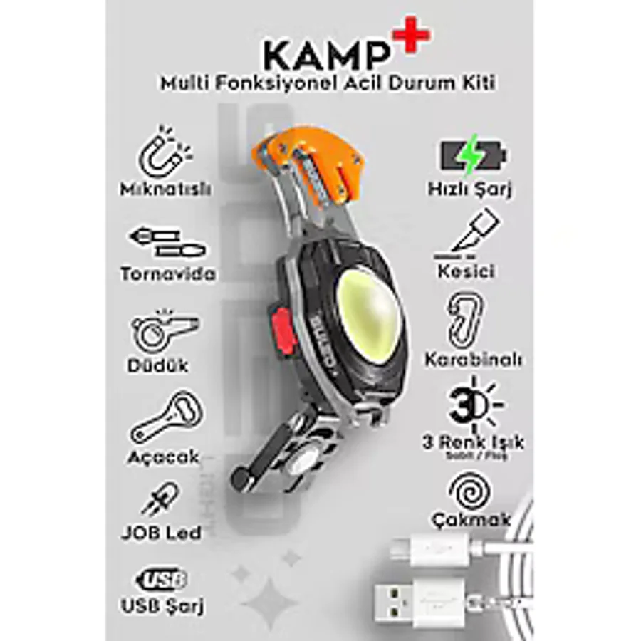 Suled Kamp Plus Multi Fonksiyonel Fener Çok Amaçlı Şarjlı Led Işık - Acil Durum Kit
