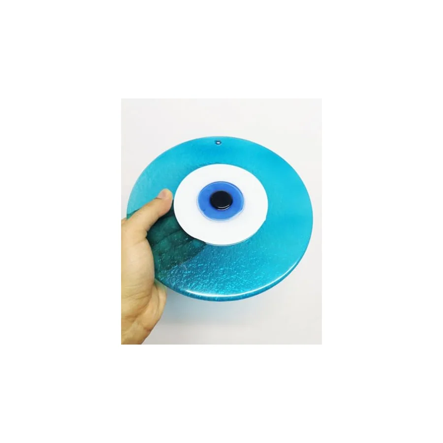 SUME Büyük Boy Turkuaz Cam Nazarlık Nazar Boncuğu Lüks Kalite 20 Cm Çap Dış Cephe