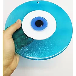 SUME Büyük Boy Turkuaz Cam Nazarlık Nazar Boncuğu Lüks Kalite 20 Cm Çap Dış Cephe