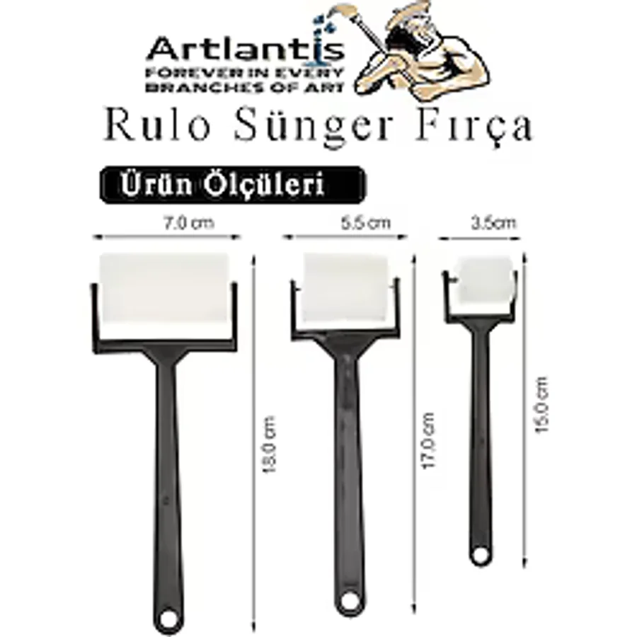 Sünger Rulo Fırça 15 Li 1 Paket Siyah Plastik Saplı Boyama Süngeri Sanatsal Sünger Boya Fırçası Parmak Guaj Akrilik Boya