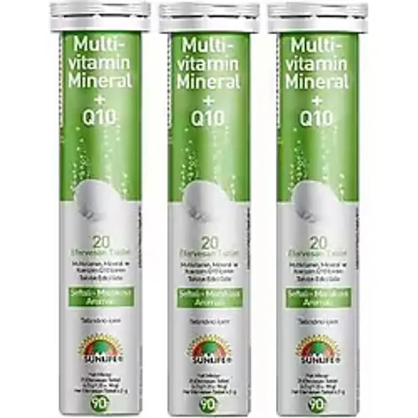 Sunlife Multi-Vitamin Mineral + Q10 20 Efervesan Tablet 3 Adet