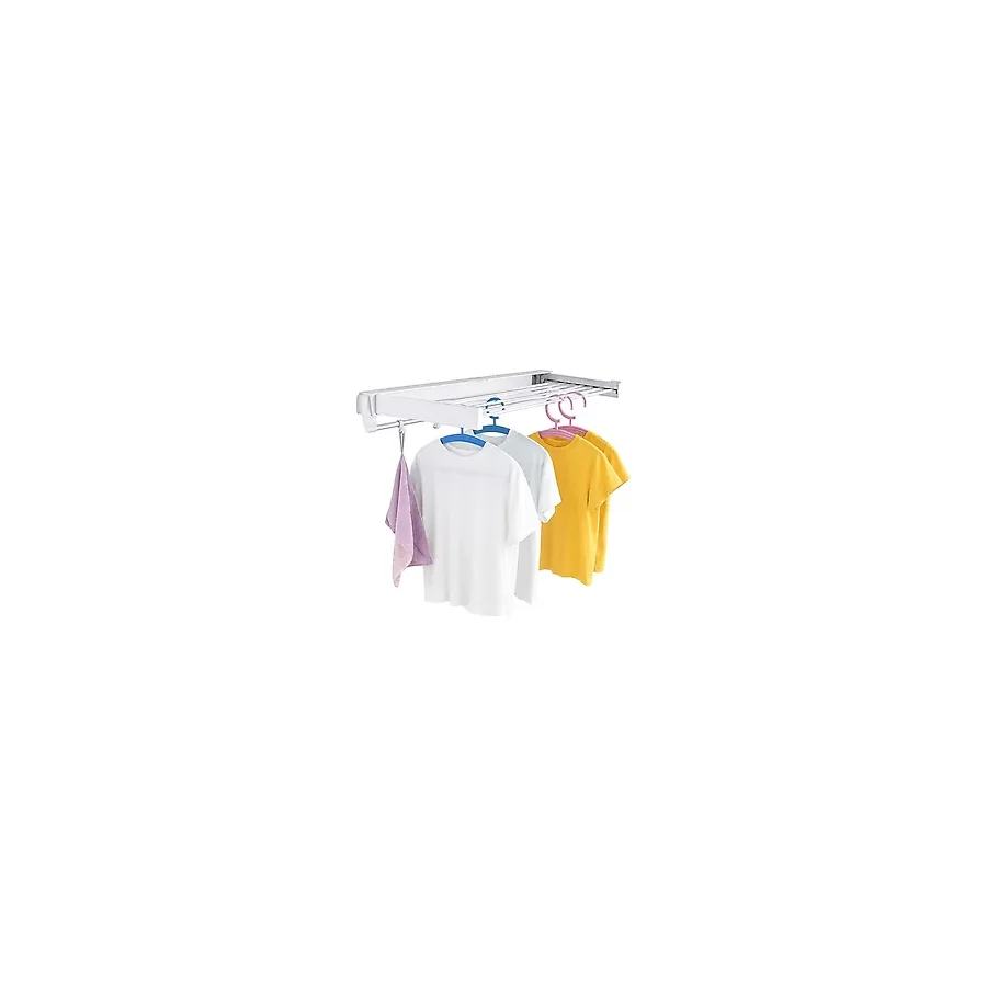 Sunup Sn-37717 Katlanabilir Çamaşır Kurutma Askısı Duvara Monte Gizli Balkon Akordeon Kurutma Beyaz