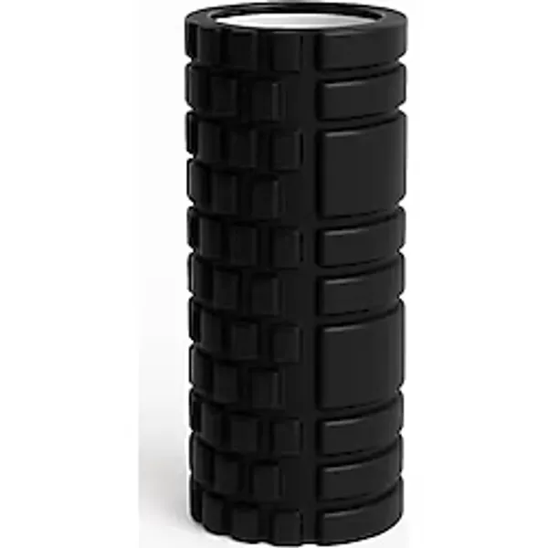 SUNYOGA Foam Roller Masaj Rulosu - Yoga, Pilates, Fitness ve Fizyoterapi İçin EVA Köpük Masaj Aleti (33x14 cm) (Siyah)