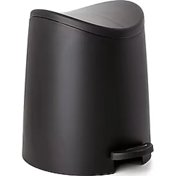 Superio Kapaklı Küçük Plastik Banyo Çöp Kutusu 3 Litre Siyah Modern Kavisli Ayak Pedallı Çöp Kovası, Mini Mutfak Çöp Kutusu, Yatak Odası, Ofis, Masa Altı İçin Dayanıklı ve Yumuşak Kapanır - 0 - 199 ml