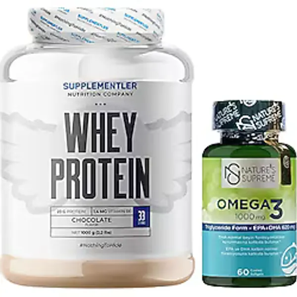 Supplementler.com Whey Protein 1000 Gr + Nature's Supreme Omega 3 1000 Mg 60 Kapsül Kombinasyonu Aromasız