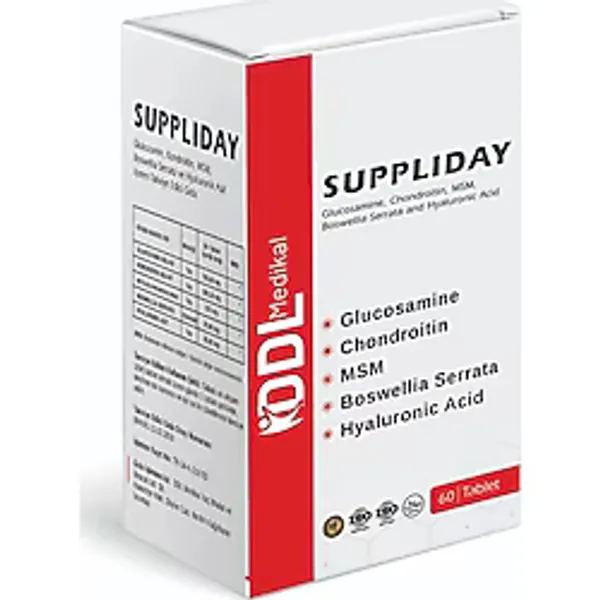 suppliday 60 Tablet Glukozamin Kondroitin Msm Hyaluronik Asit İçeren Takviye Edici Gıda - Aromasız