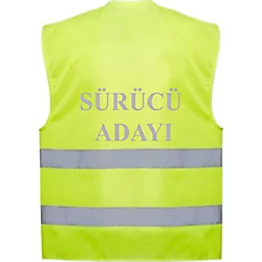Sürücü Adayı Yazılı Sarı Renk Reflektörlü Ikaz Yeleği X 3 Adet Çok Renkli