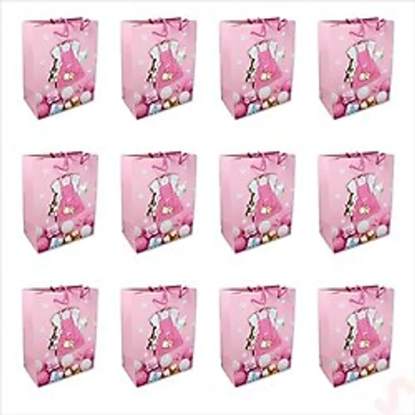 SüSLe Bebek ve Parti Karton Çanta, Etek Model Pembe 23 X 18 X 10 Cm - 12 Adet