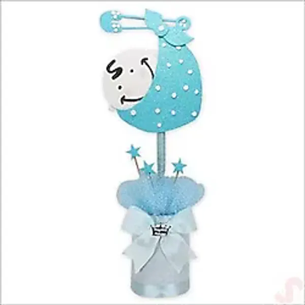 SüSLe Bebek ve Parti Kundak Bebek Masa Süsü, 46cm X 21cm - Mavi Çok Renkli