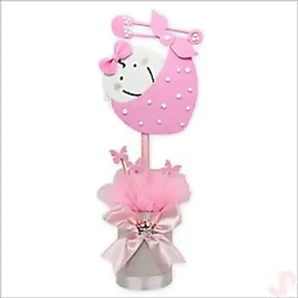 SüSLe Bebek ve Parti Kundak Bebek Masa Süsü, 46cm X 21cm - Pembe Çok Renkli