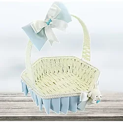 SüSLe Bebek ve Parti Saplı Altıgen Kumaş Sepet, 32 Cm, Büyük Boy, Mavi