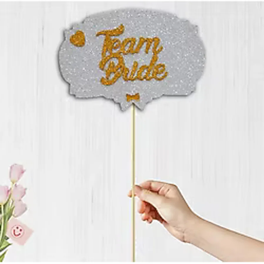 SüSLe Bebek ve Parti Team Bride Konuşma Balonu Çubuğu - Gümüş ve Altın