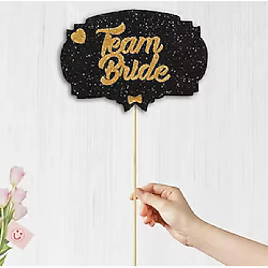 SüSLe Bebek ve Parti Team Bride Konuşma Balonu Çubuğu - Siyah ve Altın