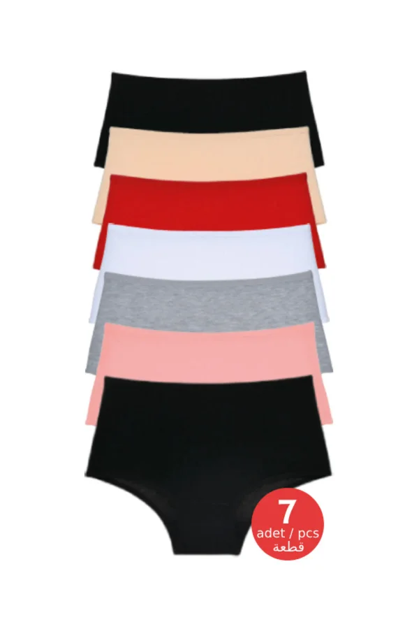Suvida Kadın Yüksek Bel %100 Pamuk Büyük Beden Günlük Külot 7'li Paket - 2