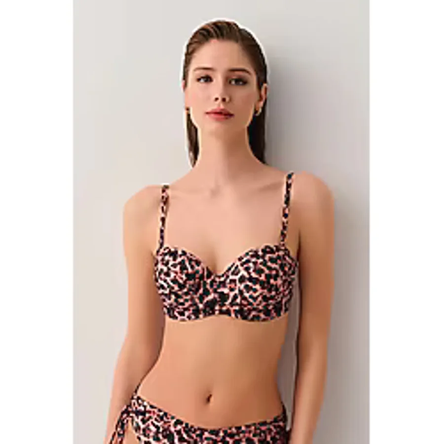 Suwen Leopard Diana Straplez Bikini Üst