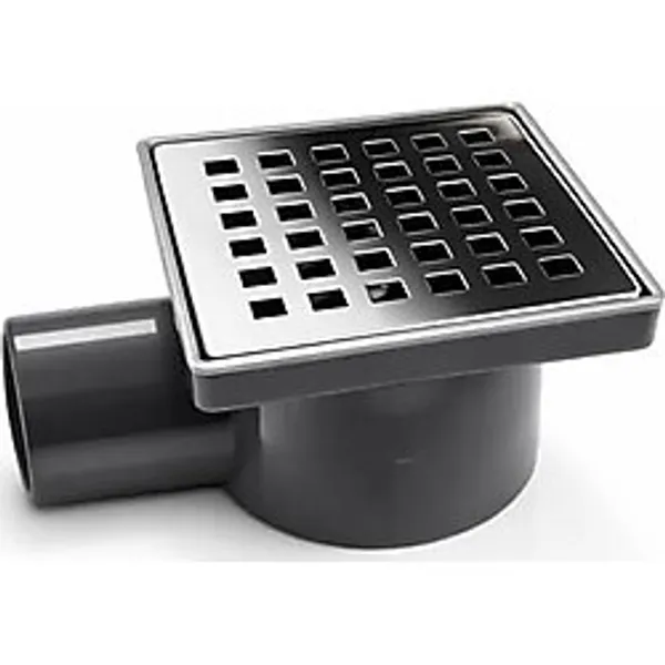 Süzgeci 10X10 Krom Izgaralı Çekvalfli 50 mm Çıkışlı Paslanmaz Banyo Duş Gideri