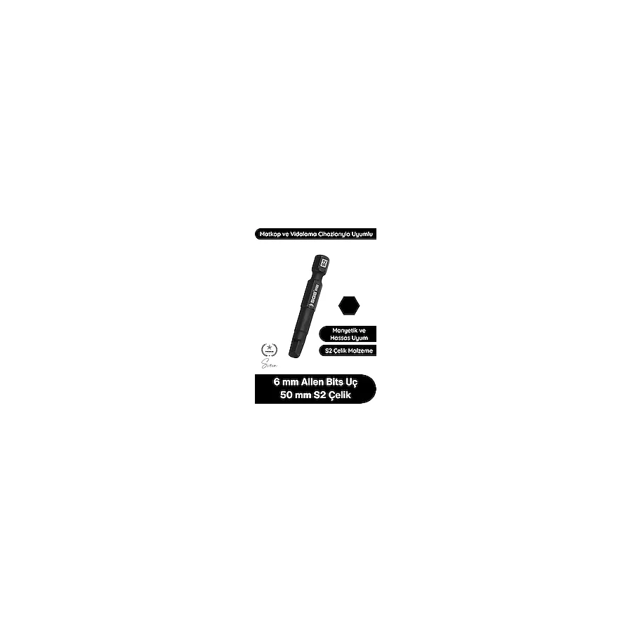 Svein #allen 6 mm Allen Bits Uç 5 cm S2 Çelik Profesyonel Alyan Tornavida Ucu Manyetik Altıgen Vida Sökme Takma Matkap Şarjlı Vidalama Uyumlu Black Pro Series Dayanıklı Hassas Uzun Ömürlü El Aleti Apa
